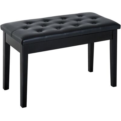 HOMCOM Classic Piano Bench Padded Seat Makeup Stool Solid Wood Wooden in Black Black HOMCOM Classic Piano Bench Padded Seat Makeup Stool Solid Wood Wooden in Black Black