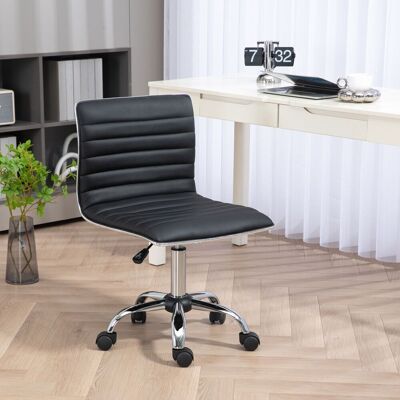 HOMCOM Armless Mid-Back Adjustable Office Chair with 360 Swivel in Black Black HOMCOM Armless Mid-Back Adjustable Office Chair with 360 Swivel in Black Black