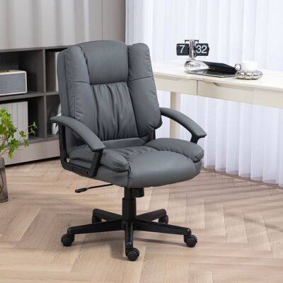 HOMCOM Swivel Executive Office Chair Mid Back PU Leather Chair w/ Arm in Dark Grey Dark Grey HOMCOM Swivel Executive Office Chair Mid Back PU Leather Chair w/ Arm in Dark Grey Dark Grey