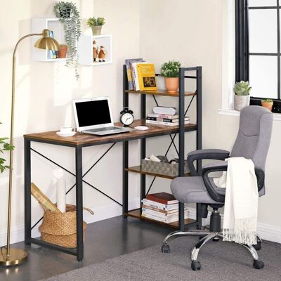VASAGLE Computer Writing Desk with Left Right Storage Shelves Industrial in Brown Brown VASAGLE Computer Writing Desk with Left Right Storage Shelves Industrial in Brown Brown