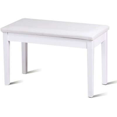 Costway 75cm PU Leather Piano Bench Double Duet Seat Padded Vanity Stool with Storage in White White Costway 75cm PU Leather Piano Bench Double Duet Seat Padded Vanity Stool with Storage in White White