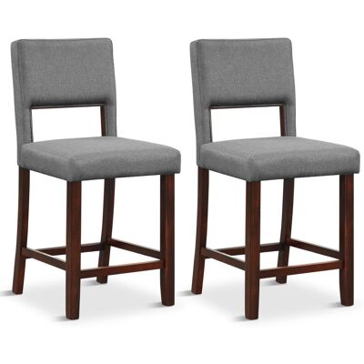 Costway Set of 2 Bar Stools Linen Counter Height Chair Upholstered Kitchen Island Stool in Grey Grey Costway Set of 2 Bar Stools Linen Counter Height Chair Upholstered Kitchen Island Stool in Grey Grey