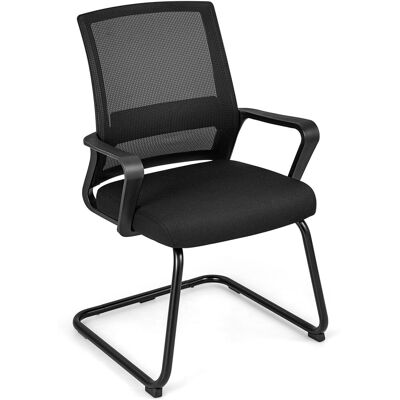 Gymax Office Chair Mid-Back Ergonomic Reception Chair With Lumbar Support in Black Black Gymax Office Chair Mid-Back Ergonomic Reception Chair With Lumbar Support in Black Black