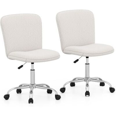 Costway Height-adjustable Ergonomic Chair Office Desk Chair w/ Wheels in White White Costway Height-adjustable Ergonomic Chair Office Desk Chair w/ Wheels in White White