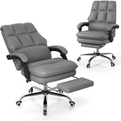 Costway Ergonomic Office Chair PU Leather Computer Chair w/Swivel Seat in Grey Grey Costway Ergonomic Office Chair PU Leather Computer Chair w/Swivel Seat in Grey Grey