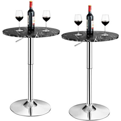 Costway 2Pcs Modern Bar Table Multifunctional Round Pub Table in Black Black Costway 2Pcs Modern Bar Table Multifunctional Round Pub Table in Black Black
