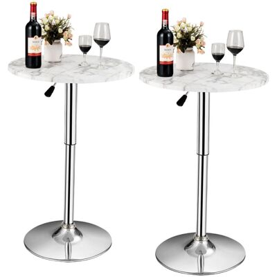 Costway 2Pcs Modern Bar Table Multifunctional Round Pub Table in White White Costway 2Pcs Modern Bar Table Multifunctional Round Pub Table in White White