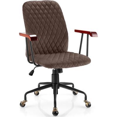 Costway Velvet Rocking Leisure Chair Adjustable Swivel Home Office Chair in Dark Brown Dark Brown Costway Velvet Rocking Leisure Chair Adjustable Swivel Home Office Chair in Dark Brown Dark Brown