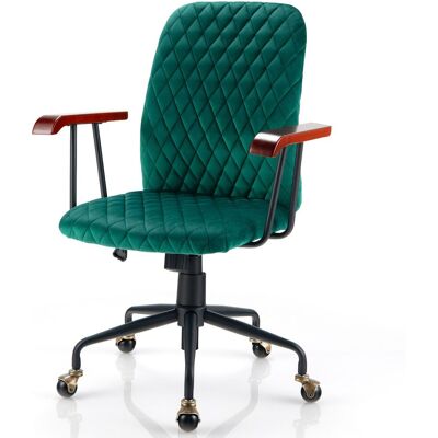 Costway Velvet Leisure Chair Adjustable Swivel Home Office Chair Rolling Computer Chair in Green Green Costway Velvet Leisure Chair Adjustable Swivel Home Office Chair Rolling Computer Chair in Green Green