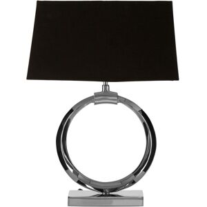 Orsina Modern Black & Silver Table Lamp with Crescent Ring Base, High Gloss Nickel Finish Stainless Steel Lamp Silver Orsina Modern Black & Silver Table Lamp with Crescent Ring Base, High Gloss Nickel Finish Stainless Steel Lamp Silver