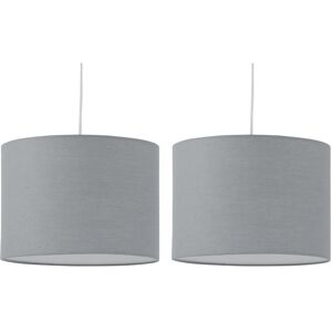 First Choice Lighting Set of 2 Grey Textured Cotton 25cm Pendant Lightshades Grey First Choice Lighting Set of 2 Grey Textured Cotton 25cm Pendant Lightshades Grey