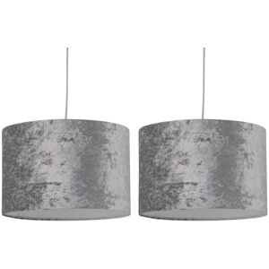 First Choice Lighting Set of 2 Grey Crushed Velvet 25cm Pendant Lightshades Grey First Choice Lighting Set of 2 Grey Crushed Velvet 25cm Pendant Lightshades Grey