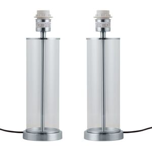 First Choice Lighting Set of 2 Aura - Chrome with Glass Column Table Lamp Bases in Silver Silver First Choice Lighting Set of 2 Aura - Chrome with Glass Column Table Lamp Bases in Silver Silver