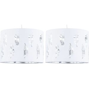 First Choice Lighting Set of 2 Fern - White Cut Out 25cm Pendant Lightshades White First Choice Lighting Set of 2 Fern - White Cut Out 25cm Pendant Lightshades White