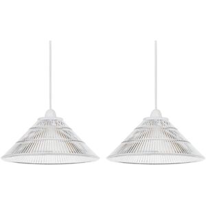 First Choice Lighting Set of 2 Barnes - Clear 25cm Fluted Glass Pendant Shades Clear First Choice Lighting Set of 2 Barnes - Clear 25cm Fluted Glass Pendant Shades Clear
