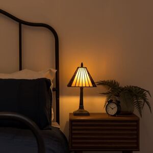 ValueLights Tiffany Traditional Stained Glass Antique Brass Table Lamp & Bulb in Amber Amber ValueLights Tiffany Traditional Stained Glass Antique Brass Table Lamp & Bulb in Amber Amber