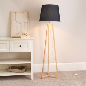 ValueLights Lottie Natural Wood Tripod Floor Lamp with Fabric Tapered Shade in Black Black ValueLights Lottie Natural Wood Tripod Floor Lamp with Fabric Tapered Shade in Black Black