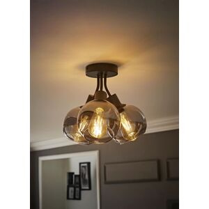 ValueLights Bellamy 3 Way Glass Globe Bubble Cluster Flush Ceiling Light & Bulbs in Black Black ValueLights Bellamy 3 Way Glass Globe Bubble Cluster Flush Ceiling Light & Bulbs in Black Black