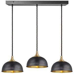 Industville Chelsea Dome 3 Wire Cluster Lights, 8 inch, Pewter & Brass, Brass holder in Bronze Bronze Industville Chelsea Dome 3 Wire Cluster Lights, 8 inch, Pewter & Brass, Brass holder in Bronze Bronze