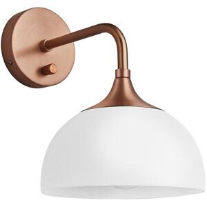Industville Chelsea Opal Glass Dome Wall Light, 8 Inch, White, Copper Holder in White White Industville Chelsea Opal Glass Dome Wall Light, 8 Inch, White, Copper Holder in White White