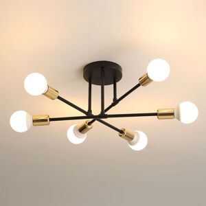 COMELY Industrial Chandelier, 6 Lights Vintage Gold & Black Ceiling Lights Black COMELY Industrial Chandelier, 6 Lights Vintage Gold & Black Ceiling Lights Black