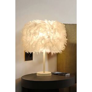 Living and Home Modern Feather Bedside Table Lamp in White White Living and Home Modern Feather Bedside Table Lamp in White White