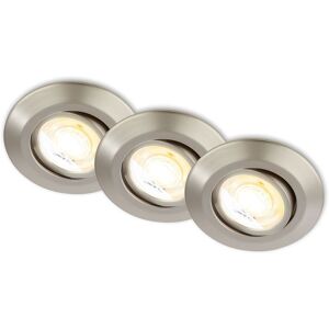BRILONER Set of 3 LED Recessed Lights Downlights in Metallic Silver Metallic Silver BRILONER Set of 3 LED Recessed Lights Downlights in Metallic Silver Metallic Silver