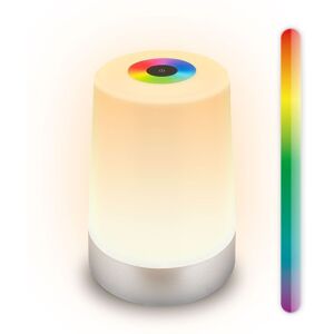 BRILONER RGBW Cordless Chrome Matt Battery Powered LED Table Lamp in Silver Silver BRILONER RGBW Cordless Chrome Matt Battery Powered LED Table Lamp in Silver Silver