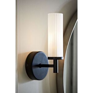 ValueLights Black IP44 Wall Light - Modern Reeded Glass ValueLights Black IP44 Wall Light - Modern Reeded Glass