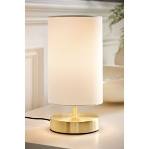 ValueLights Francis Brushed Gold Dimmable Touch Table Lamps with Fabric Shade in White White ValueLights Francis Brushed Gold Dimmable Touch Table Lamps with Fabric Shade in White White