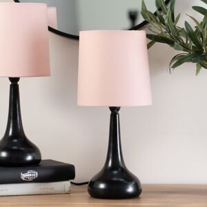 ValueLights Teardrop Pair of Compact Fabric Shades Black Bedside Touch Table Lamps in Baby Pink Baby Pink ValueLights Teardrop Pair of Compact Fabric Shades Black Bedside Touch Table Lamps in Baby Pink Baby Pink