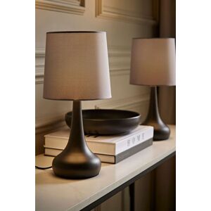 ValueLights Teardrop Pair of Compact Fabric Shades Black Bedside Touch Table Lamps in Grey Grey ValueLights Teardrop Pair of Compact Fabric Shades Black Bedside Touch Table Lamps in Grey Grey
