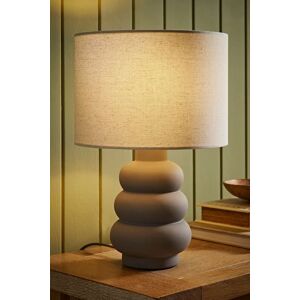 ValueLights Rochella Natural Linen Drum Shade Grey Bubble Stack Ceramic Stonewear Table Lamp in Off-White Off-White ValueLights Rochella Natural Linen Drum Shade Grey Bubble Stack Ceramic Stonewear Table Lamp in Off-White Off-White