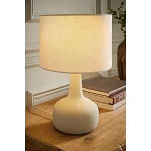 ValueLights Hayley Natural Linen Drum Shade Squat Base Ceramic Stonewear Table Lamp in Beige Beige ValueLights Hayley Natural Linen Drum Shade Squat Base Ceramic Stonewear Table Lamp in Beige Beige