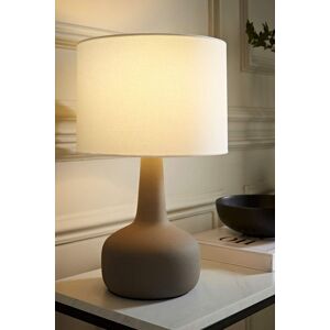 ValueLights Hayley Natural Linen Drum Shade Squat Base Ceramic Stonewear Table Lamp in Grey Grey ValueLights Hayley Natural Linen Drum Shade Squat Base Ceramic Stonewear Table Lamp in Grey Grey