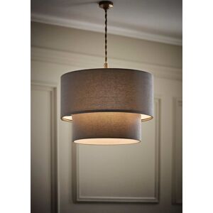 ValueLights Jodie Linen Two Tier Easy Fit Drum Ceiling Pendant Light Lamp Shade in Grey Grey ValueLights Jodie Linen Two Tier Easy Fit Drum Ceiling Pendant Light Lamp Shade in Grey Grey