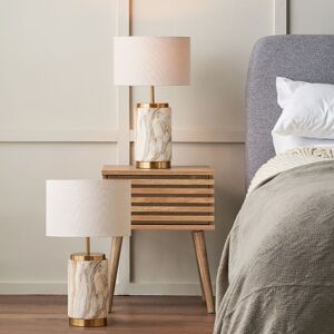 Ruma Set of 2 Carrara Natural Stone Effect Ceramic Table Lamp in Brown Brown Ruma Set of 2 Carrara Natural Stone Effect Ceramic Table Lamp in Brown Brown