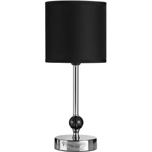 Orsina Table Lamp, Chrome Stem With Stacked Black Acrylic Balls, Tapered Fabric Shade Creates Soft Glow, Elegant Black Orsina Table Lamp, Chrome Stem With Stacked Black Acrylic Balls, Tapered Fabric Shade Creates Soft Glow, Elegant Black