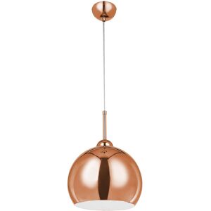 Orsina Copper Finish Pendant Light, Modern Ball-Shaped Hanging Lamp With White Inner Shade, Metal Lighting Pendant in Gold Gold Orsina Copper Finish Pendant Light, Modern Ball-Shaped Hanging Lamp With White Inner Shade, Metal Lighting Pendant in Gold Gold