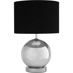Orsina Chrome Ball Table Lamp With Black Fabric Shade, Decorative Bedside Light, Monochrome Desk Light Accent Black Orsina Chrome Ball Table Lamp With Black Fabric Shade, Decorative Bedside Light, Monochrome Desk Light Accent Black