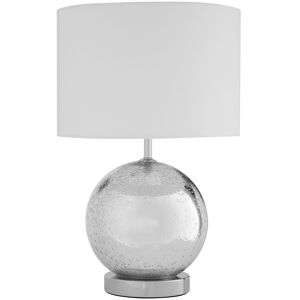 Orsina Fabric Shade Table Lamp With EU Plug, Chrome Base, Drum-Shaped White Shade, Lighting For Living Room in Silver Silver Orsina Fabric Shade Table Lamp With EU Plug, Chrome Base, Drum-Shaped White Shade, Lighting For Living Room in Silver Silver