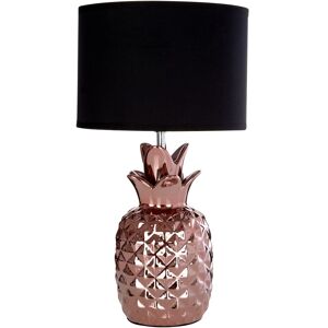 Orsina Pineapple Table Lamp, Copper-Toned Ceramic Base With Textured Pineapple Design, Cream Fabric Shade For Warm in Rose Gold Rose Gold Orsina Pineapple Table Lamp, Copper-Toned Ceramic Base With Textured Pineapple Design, Cream Fabric Shade For Warm in Rose Gold Rose Gold