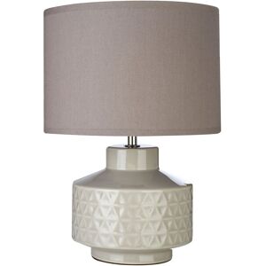 Orsina Table Lamp, Textured Ceramic Base With Gloss Grey Finish, White Fabric Shade Provides Soft Ambient Light Grey Orsina Table Lamp, Textured Ceramic Base With Gloss Grey Finish, White Fabric Shade Provides Soft Ambient Light Grey