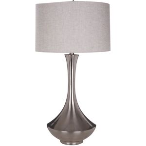 Orsina Chrome Table Lamp with Fabric Shade, Metal Lighting Feature for Side Table or Console, Home Lighting in Silver Silver Orsina Chrome Table Lamp with Fabric Shade, Metal Lighting Feature for Side Table or Console, Home Lighting in Silver Silver