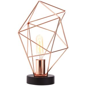 Orsina Polished Copper Angular Wire Table Lamp, Triangular Wire Frame Lamp, Modern Table Lamp With Matte Black Base Copper Orsina Polished Copper Angular Wire Table Lamp, Triangular Wire Frame Lamp, Modern Table Lamp With Matte Black Base Copper