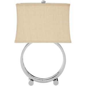 Orsina Circlet Table Lamp With Polished Silver Metal Base, Round Triple Circle Design, Fabric Drum Shade in Natural Natural Orsina Circlet Table Lamp With Polished Silver Metal Base, Round Triple Circle Design, Fabric Drum Shade in Natural Natural