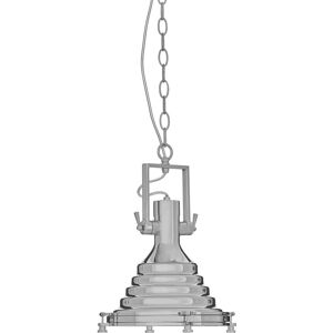 Orsina Small Copper Pendant Light, Industrial Ceiling Light With Vintage Finish, Stepped Iron Shade With Glass Base in Silver Silver Orsina Small Copper Pendant Light, Industrial Ceiling Light With Vintage Finish, Stepped Iron Shade With Glass Base in Silver Silver