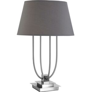 Orsina Grey Shade Table Lamp With Four Curved Arms, Desk Lamp With Square Base, Nickel Finish Lighting Accent in Silver Silver Orsina Grey Shade Table Lamp With Four Curved Arms, Desk Lamp With Square Base, Nickel Finish Lighting Accent in Silver Silver