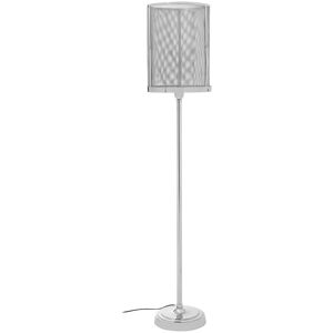 Orsina Industrial Style Silver Floor Lamp, Mesh Shade Metal Floor Light With Cylindrical Diffuser Silver Orsina Industrial Style Silver Floor Lamp, Mesh Shade Metal Floor Light With Cylindrical Diffuser Silver