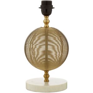 Orsina Round Gold Finish Table Lamp, Semi-Transparent Wire Globe Table Light With White Marble Base Gold Orsina Round Gold Finish Table Lamp, Semi-Transparent Wire Globe Table Light With White Marble Base Gold